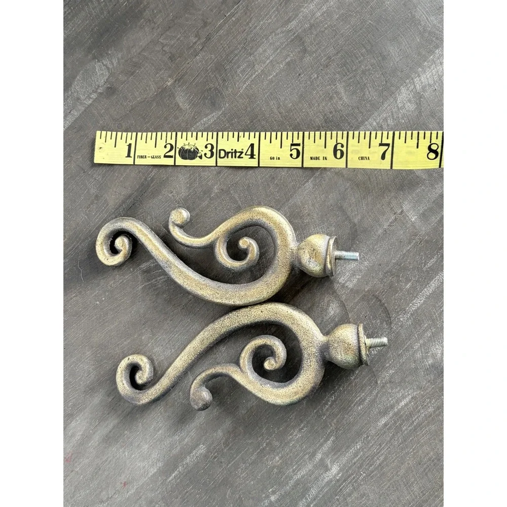 Vintage Gold Scroll Curtain Tiebacks Cast Metal Ornate Wall Holdbacks Set of 2